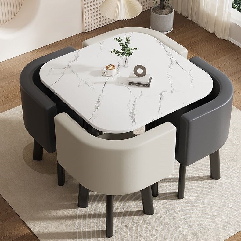 Collapsible dining table for home use in small apartments, shop counter discussion table and chair set, reception round table Collapsible dining table for home use in small apartments, shop counter discussion table and chair set, reception round table