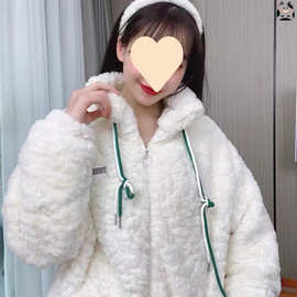 羊羔毛秋冬宽松新款潮ins宽松显瘦立领颗粒绒女加绒加厚外套棉衣