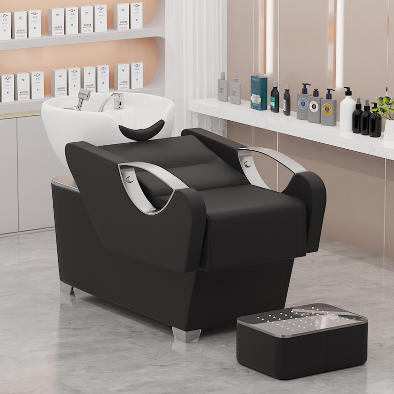 Fabricantes de camas de champú spot Peluquería minimalista moderna Peluquería medio cama de descarga de cama reclinable