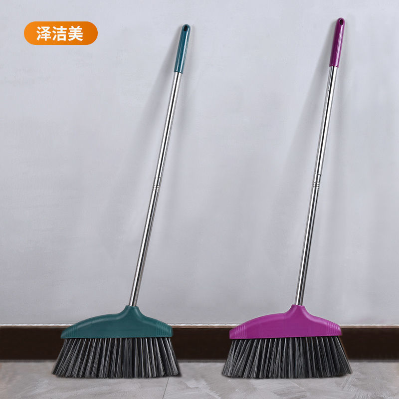 ほうき家庭用柔らかい毛シングル延長掃除ノンスティックヘアロングハンドル兼用ほうきとちりとりセット浴室用|undefined