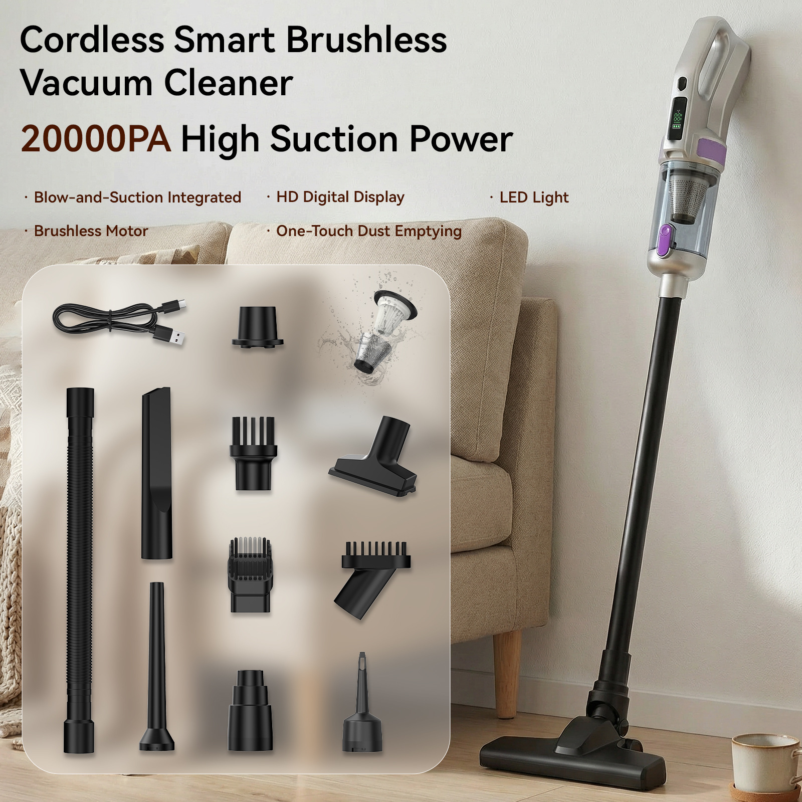Wireless handheld car vacuum cleaner, high-power suction and blowing multi-purpose vacuum cleaner, portable household vacuum, best-selling cross-border product