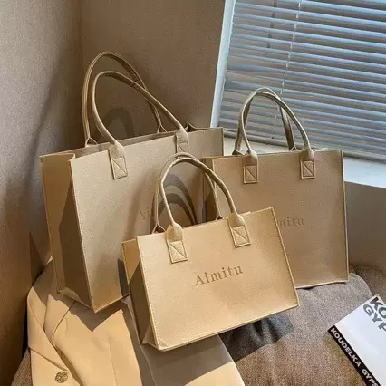 跨境毛毡包批发简约毛毡手提袋可印logo伴手礼大容量广告托特包