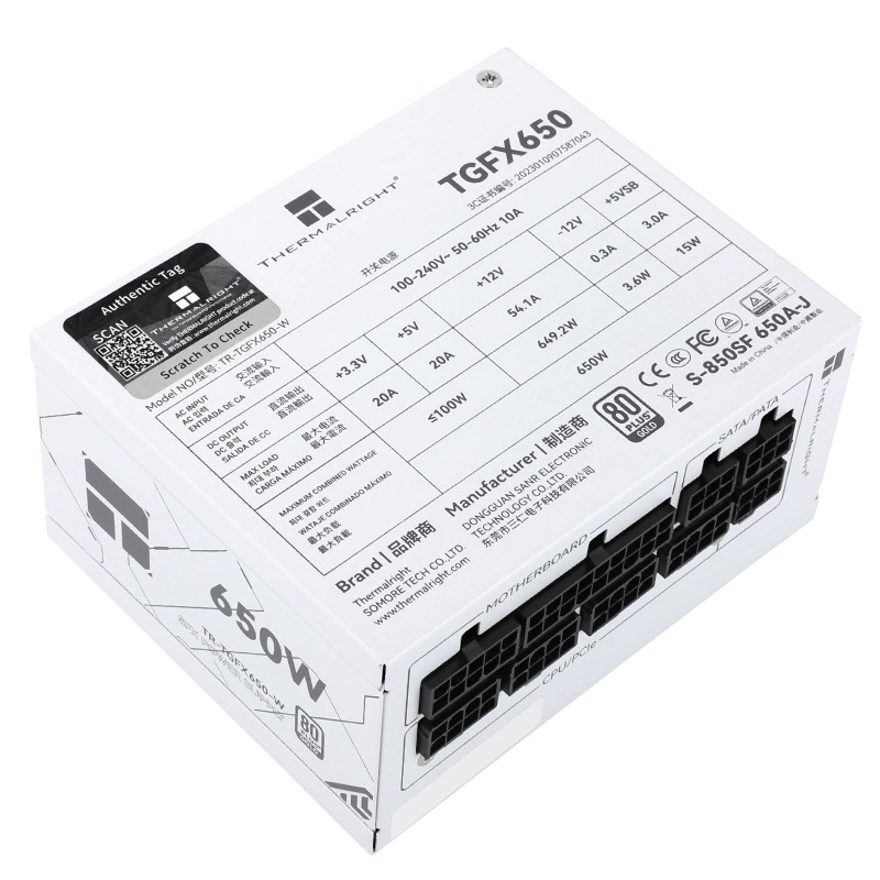 Блок питания для корпуса компьютера LiMin TGFX650-W, золотой сертификат, полностью модульный, номинал 650 Вт, тихий, новинка