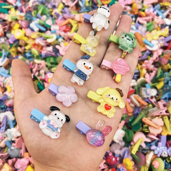 Children's Cartoon Small Clips Candy-Colored Cute Hairpins Baby Resin DIY Hairpin Accessories One-Yuan Hairpin Wholesale