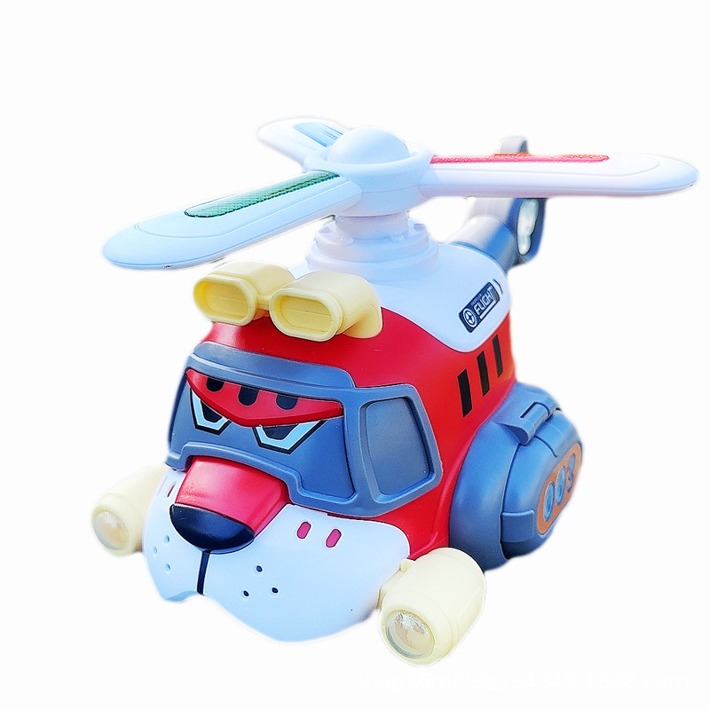 Nuevos juguetes transfronterizos de helicóptero eléctrico acústico y óptico espiral giratoria universal caminando música iluminación avión