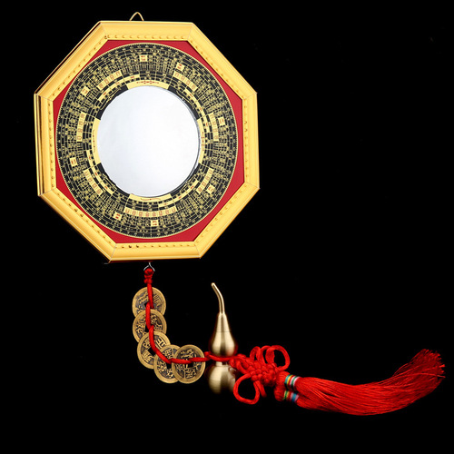Wholesale home-style round mirror for hanging on the main gate, entrance, or balcony, convex mirror, Nine Palace Mirror, Five Emperors Coin, door-facing door gourd