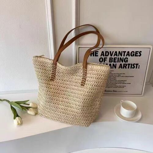 Niche Design Versatile Knit Bag for Women Spring Fashion Large Capacity Commute Grass Weave Tote Bag