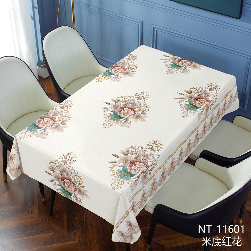 Factory Chinese-style embroidery fortune tree tablecloth coffee table cloth household waterproof oil-proof anti-hot wash-free PVC tablecloth wholesale
