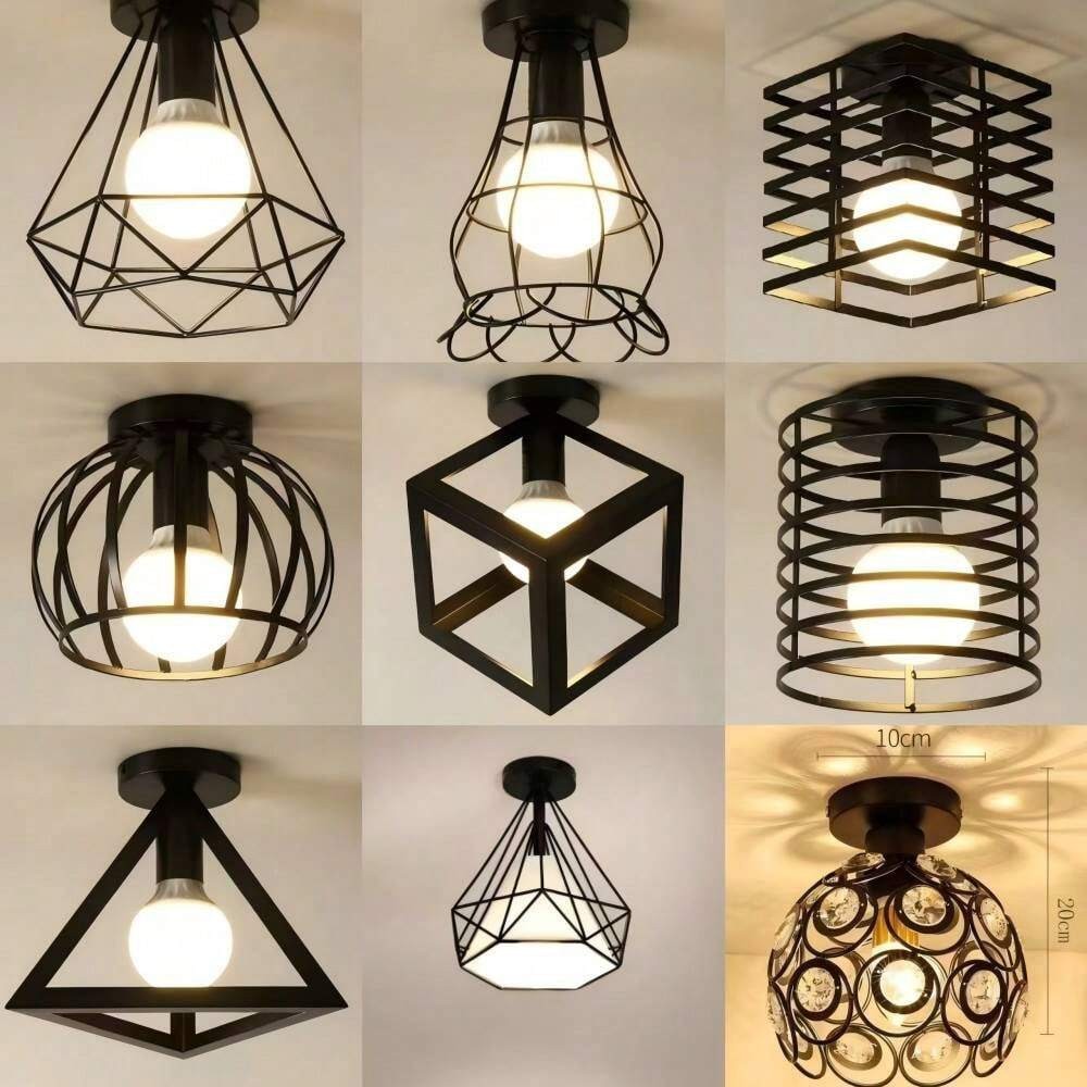 Living Room Ceiling Lamp Diamond Frame Led Ceiling Lamp Corridor Chandelier Scandinavian Porch Iron Balcony Lamp Bedroom Lamps
