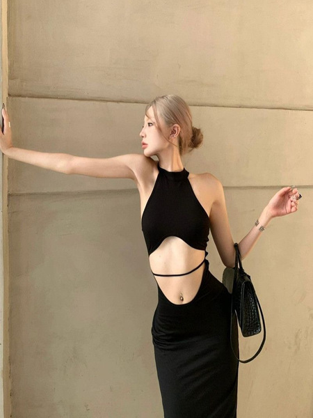 Black elegant small design summer sexy dress