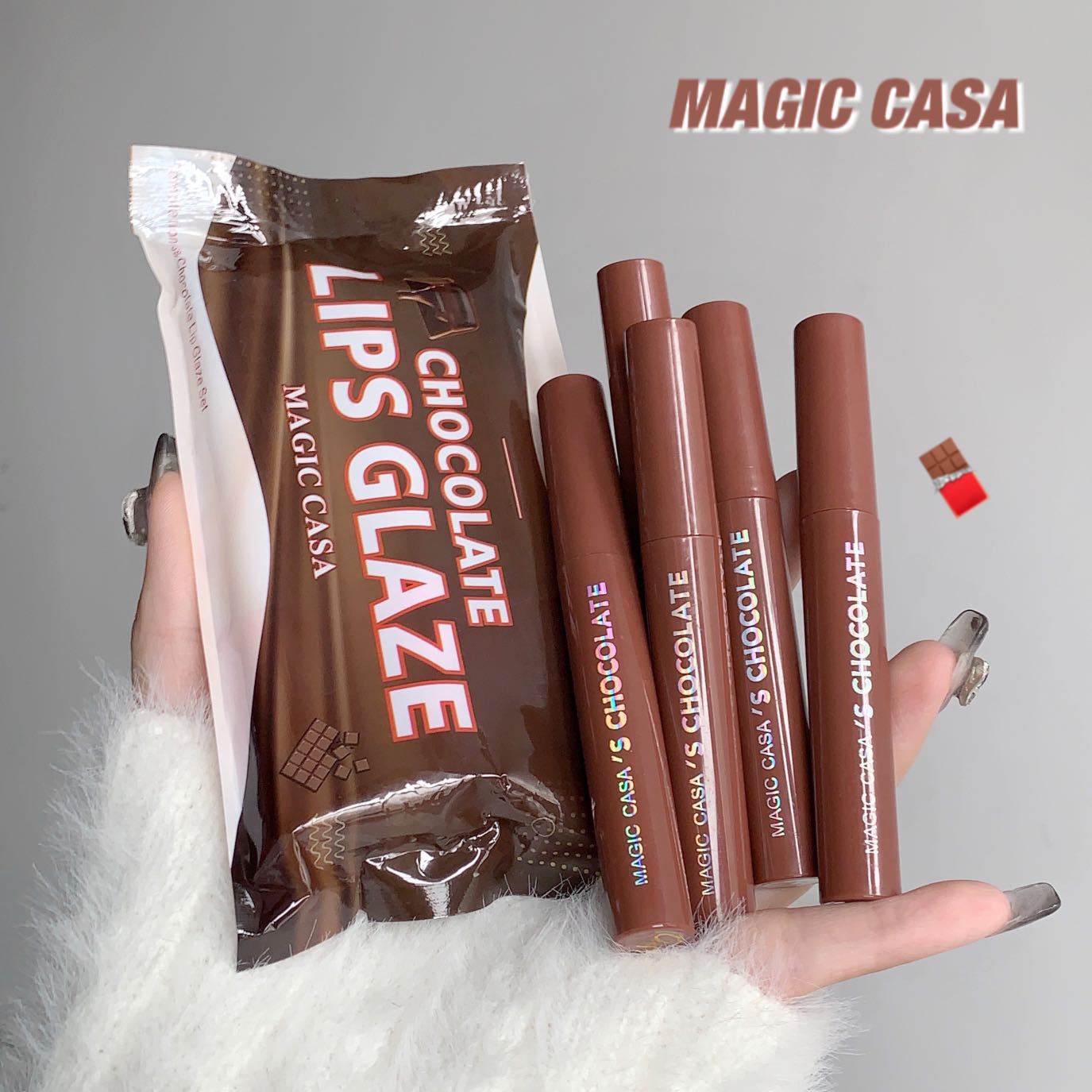 Cross-border MAGIC CASA Chocolate Five-Lip Gloss Set with matte finish Application Scenario