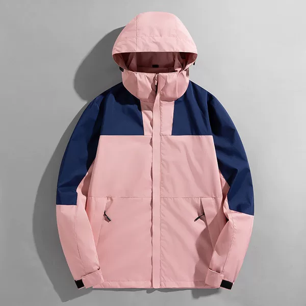 Cross-border foreign trade plus-size spring and autumn outdoor jackets, couple's windbreakers, outdoor mountaineering clothing, color-blocked men's jackets wholesale