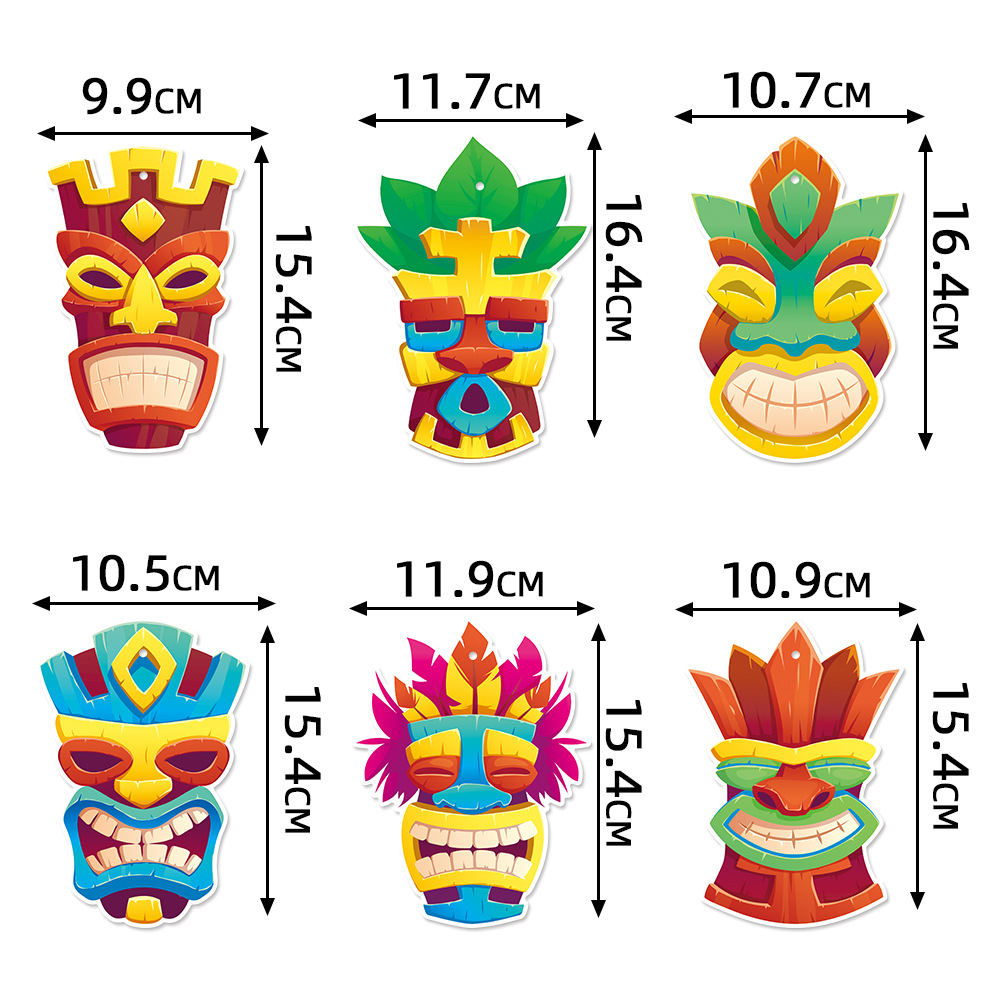 Suministro directo de fábrica de decoración de fiesta hawaiana etiqueta en espiral verano máscara de dios hawaiano colgante en espiral