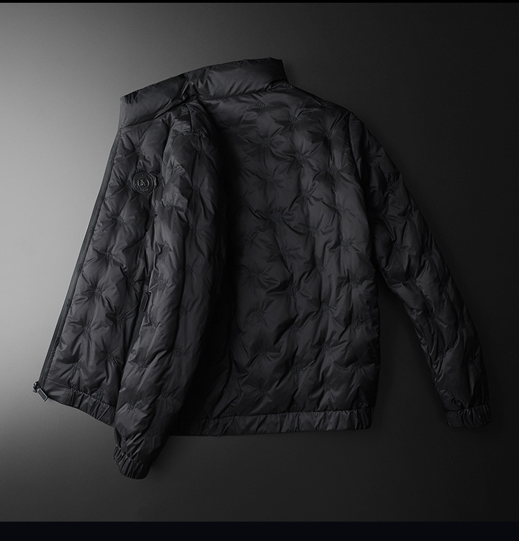 Men's Clothing fashion brand white duck Silk cotton jacket men 2023 winter new embroidery warm stand collar men's large size Silk cotton jacket_viptrois.com
