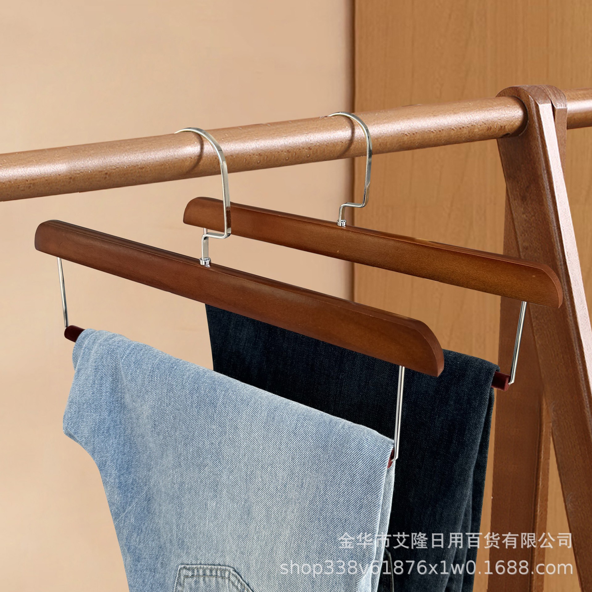 Percha de pantalones de madera maciza antideslizante sin marcas percha de pantalones tienda de ropa de madera armario doméstico almacenamiento de pantalones percha de artefactos