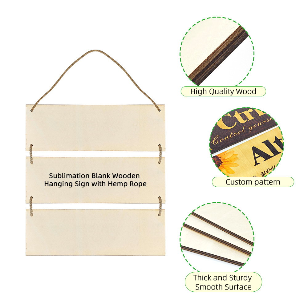 Fábrica directa de sublimación caliente decoración puerta de pared cuerda de cáñamo lista de madera natural al por mayor