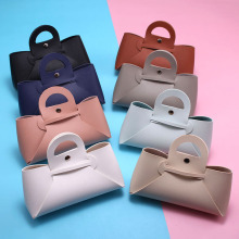 手提袋式时尚便携太阳镜盒新款皮质大号软包儿童蓝色墨镜盒子订制