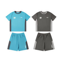 DK童装夏季新款女男童速干排汗宽松训练服T恤五分裤休闲运动套装