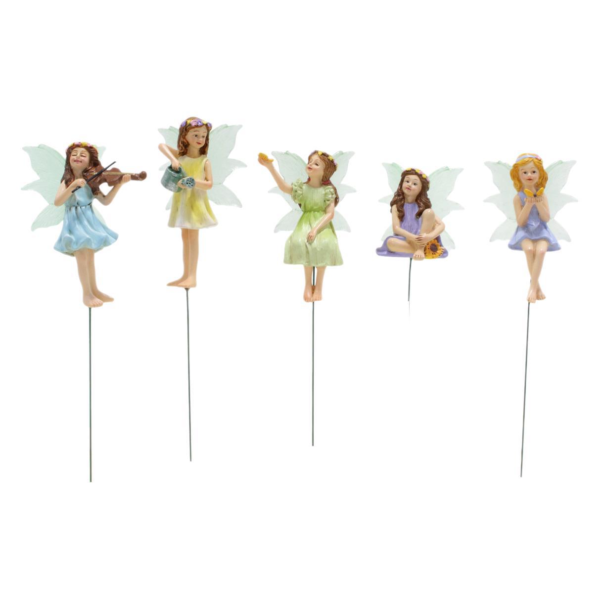 Luminous Flower Fairy Set of Five Plug-in Ornaments Resin Elf Fairy Micro Landscape Garden Statue Potted Plant Decoration