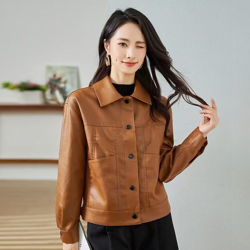 海宁小个子短款皮衣女外套气质显瘦洋气秋冬季新款时尚休闲皮夹克|undefined