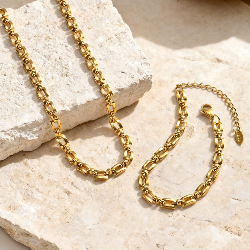 Stainless Steel Trendy Handmade Chain Bracelet and Necklace for Women, Popular on Xiaohongshu, Versatile Style, Ins Fashion Br-2726