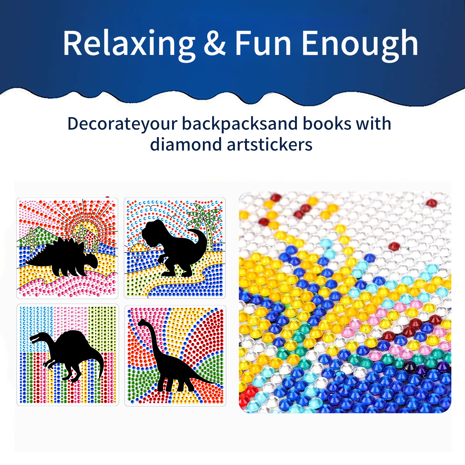 Dibujos de dibujos animados transfronterizos prehistóricos dinosaurios dibujos de diamante aleatorios DIY pinturas de mampostería niños ventanas hechas a mano cristal diamante brillante