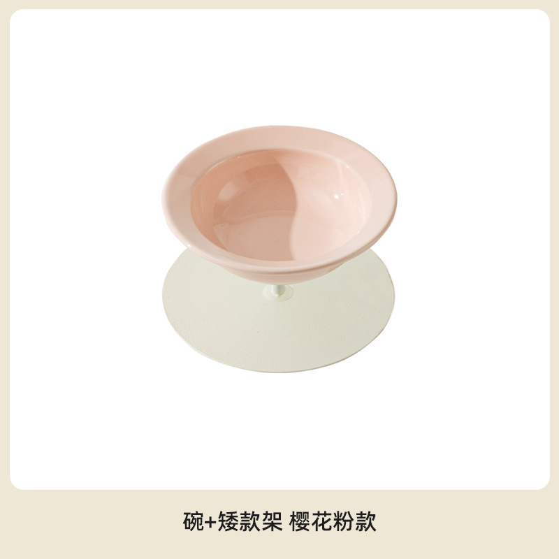 Cerámica alta pie de gran calibre de alto valor facial mascota gato plato volador cuello protector columna cervical anti derrumbe granos beber tazón de agua tazón