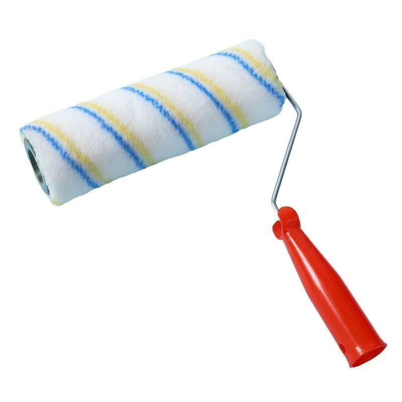 メーカー卸売 9inch 中毛内外壁ペイント ラテックスペイント防水塗料粘着ローラー黄色と青のストリップローラーブラシ|undefined