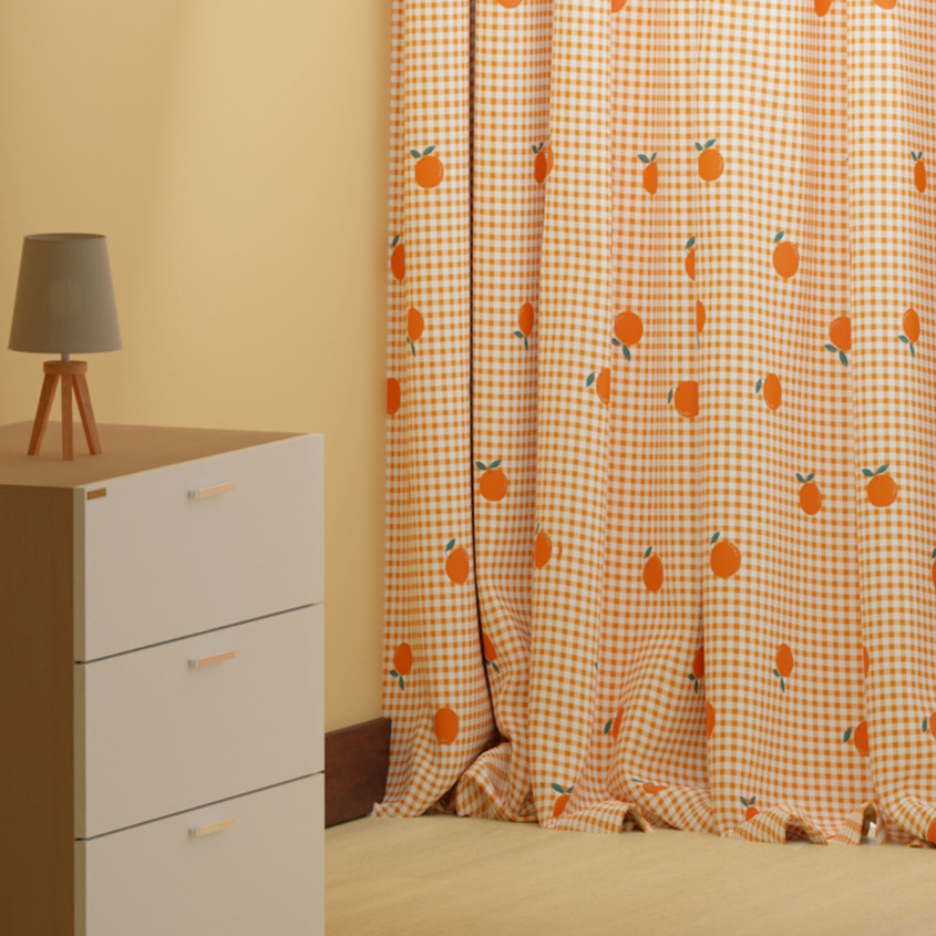 Simple Curtains New Nordic Simple Punch-Free Rental Dormitory Bedroom Living Room Bay Window Short Curtain Curtain Cloth