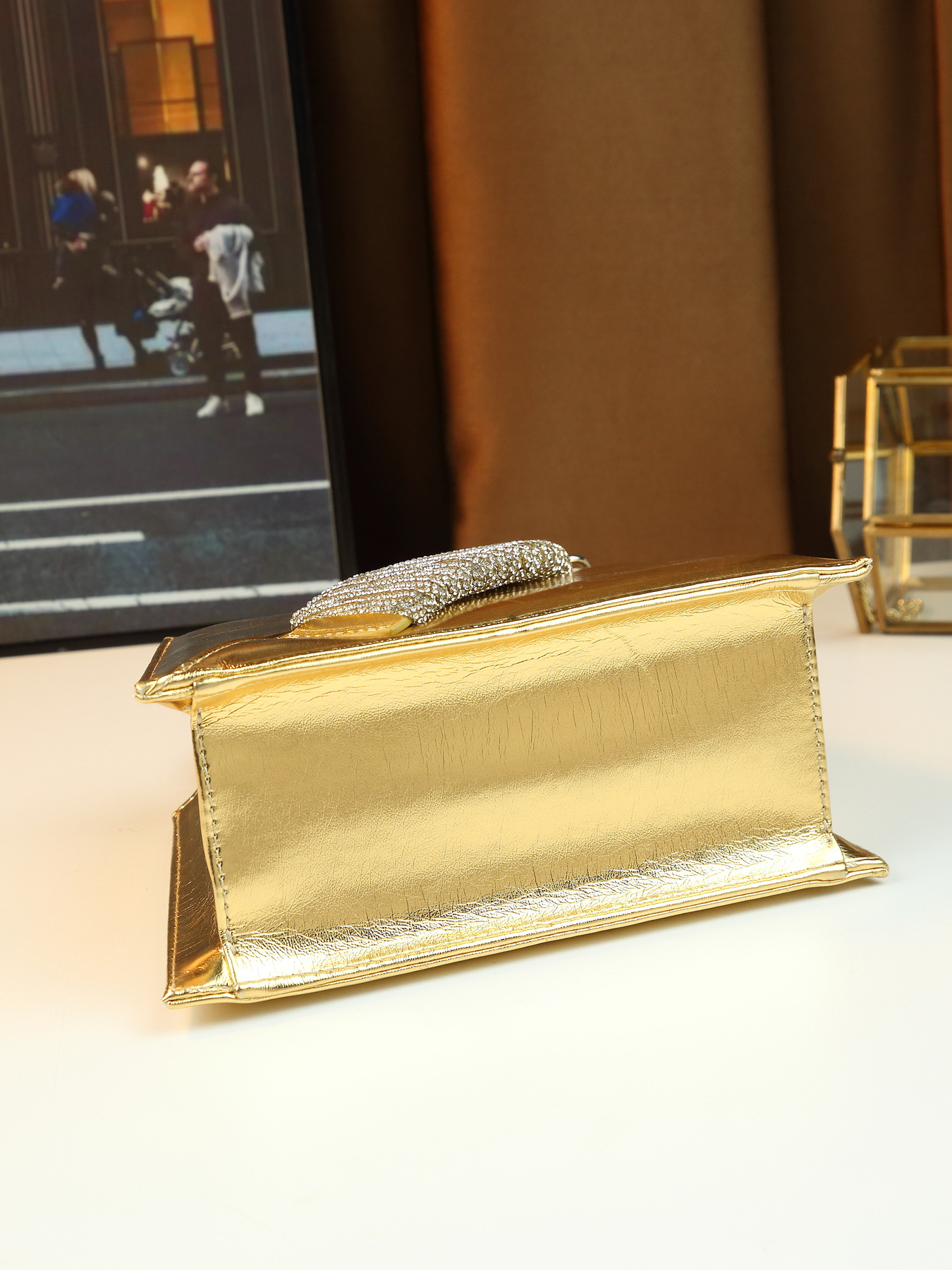 Elegante borsa a mano di lusso tempestata di diamanti, borsa quadrata da donna finemente realizzata per feste, con catena, da portare a tracolla o a spalla._voghion.com