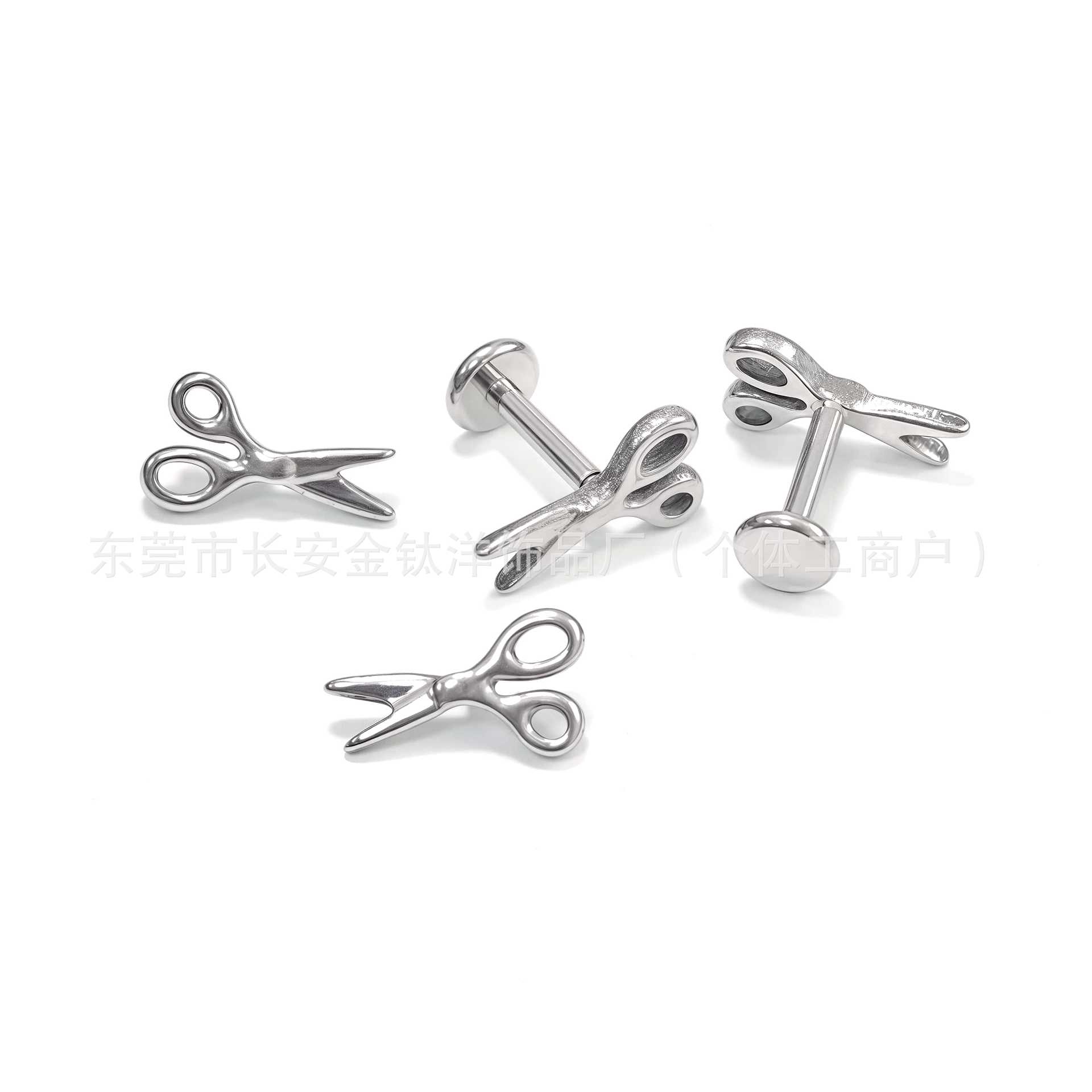 F136 Titanium Internal Thread Scissors Earrings Nose Studs Ear Bone Studs Cochlear Studs G23 Titanium Alloy Body Piercing Jewelry detail image 7