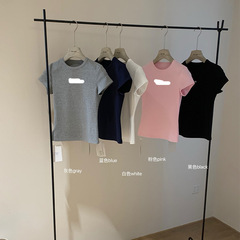 WGWE5132韓国版ファッションシンプル小衆丸首アルファベット快適カジュアル百合半袖tシャツ