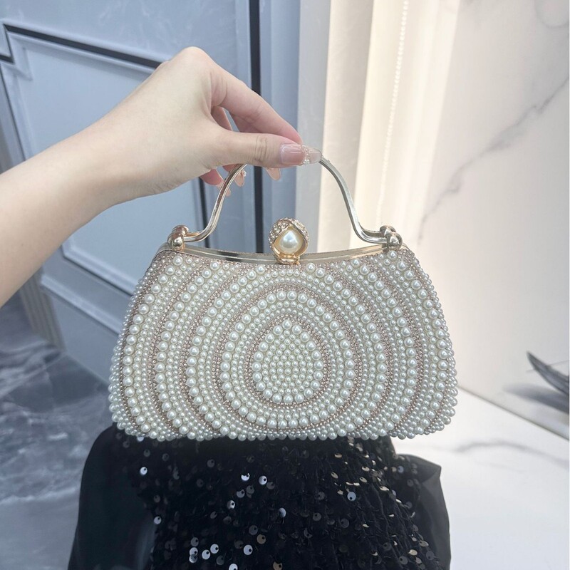 New European and American Style Women's Banquet Dress, Diamond-Encrusted Handbag, Pearl Evening Bag, Shoulder Crossbody Bag, Clutch Bag, Wallet
