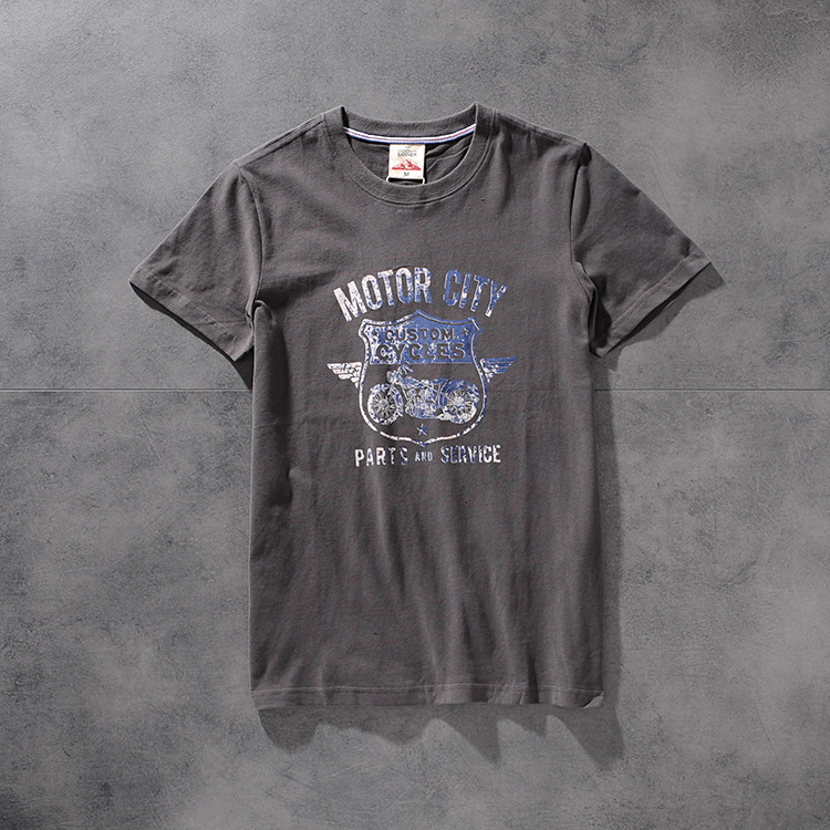 Modern banner American retro wash hair original print men's round collar short-sleeved T-shirt half-sleeve M618 24 Modern banner American retro wash hair original print men's round collar short-sleeved T-shirt half-sleeve M618 22