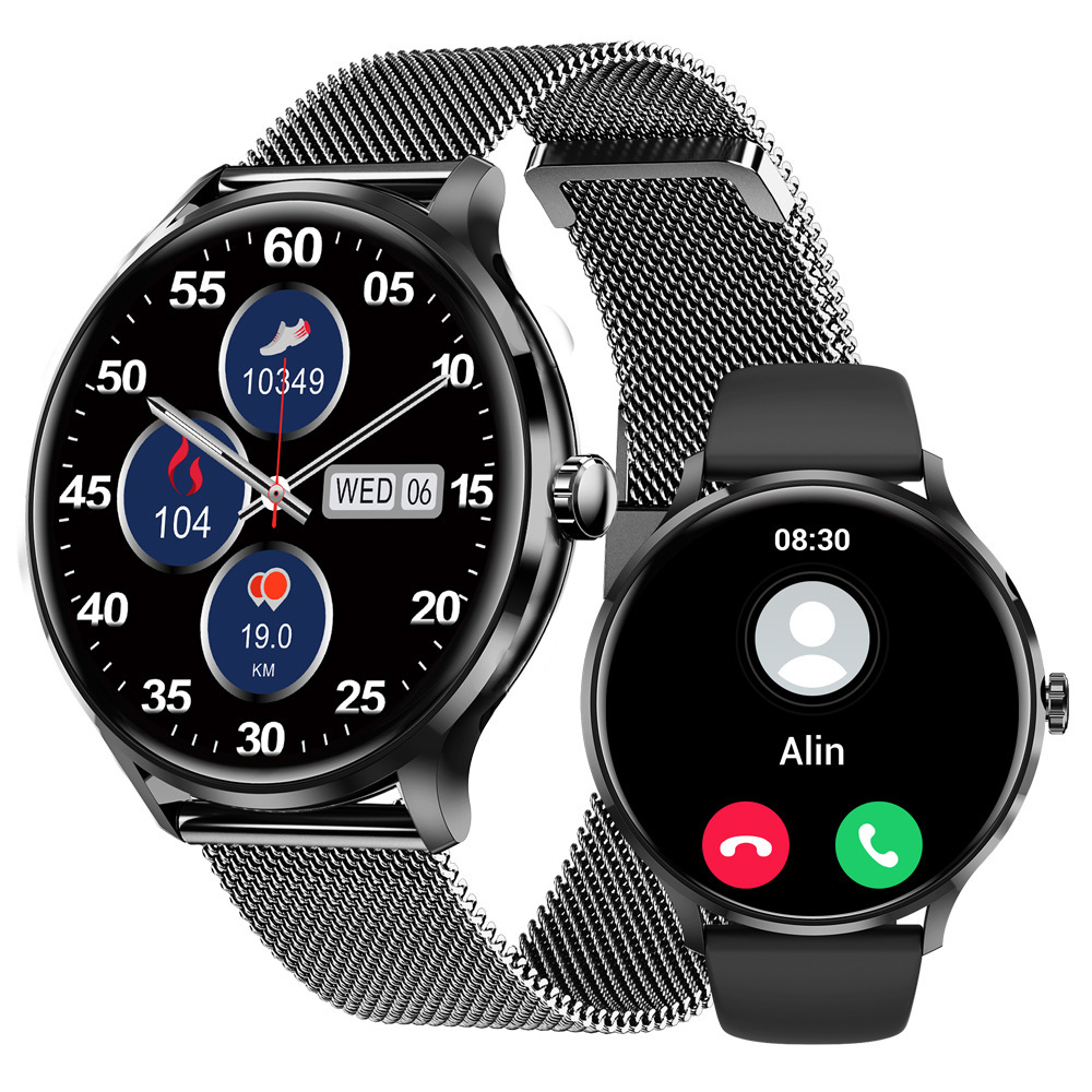 跨境新款QS80超薄体温心率血氧女性生理周期提醒拨号通话智能手表