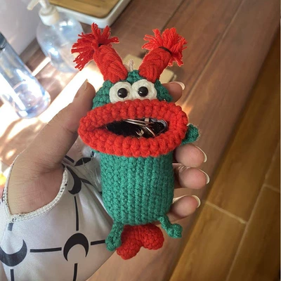 Key Storage Bag Hand-woven — Car key bag - 14cmx22cm-christmas-green-and-red-braids