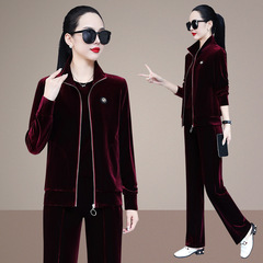 洋氣運動套裝女春秋2024新款時尚氣質外套寬鬆跑步休閒服三件套潮