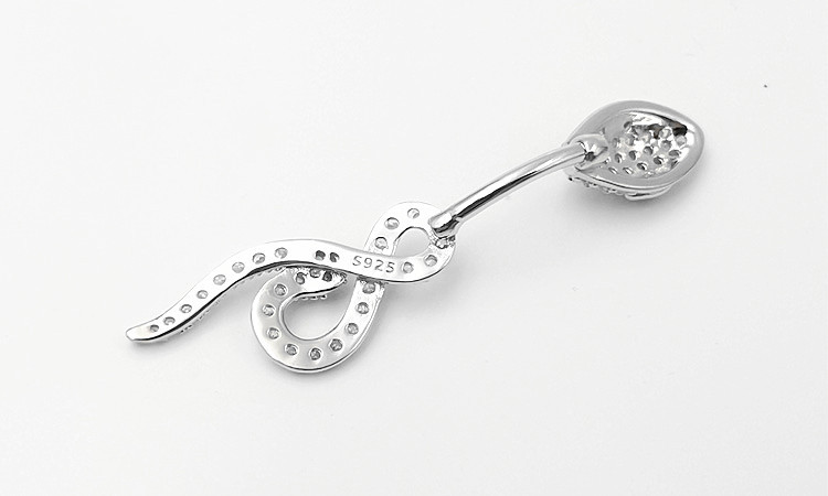 European Zodiac Zircon Snake Belly Button Ring In 925 Silver_voghion.com