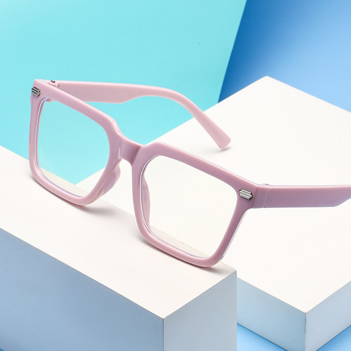 L09 Square Metal Nail Fashion Frame Korean Style Trendy Blue Light Blocking Glasses Slim Frame for Natural Face Plain Mirror Frames