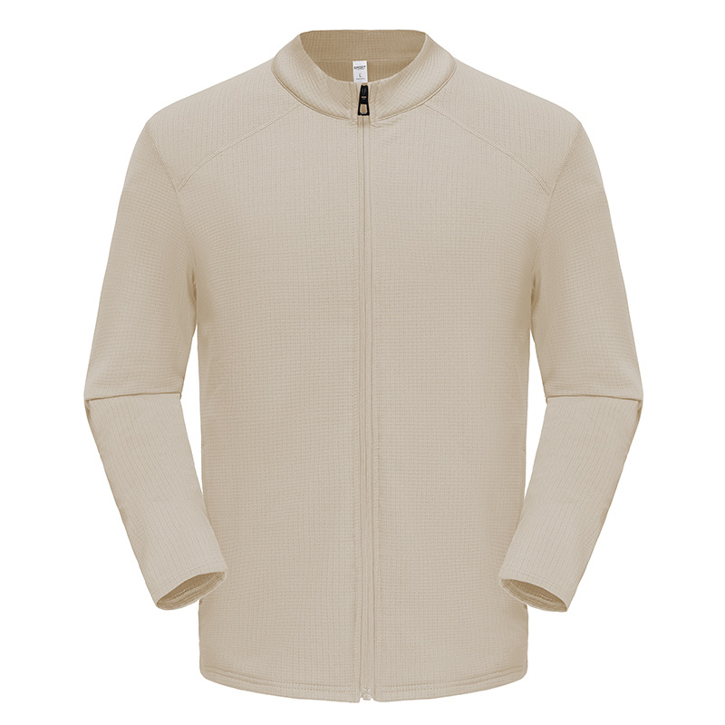 Nueva chaqueta de cuello alto para hombre al aire libre suéter casual de color sólido cardigan con cremallera chaqueta deportiva de lana para correr