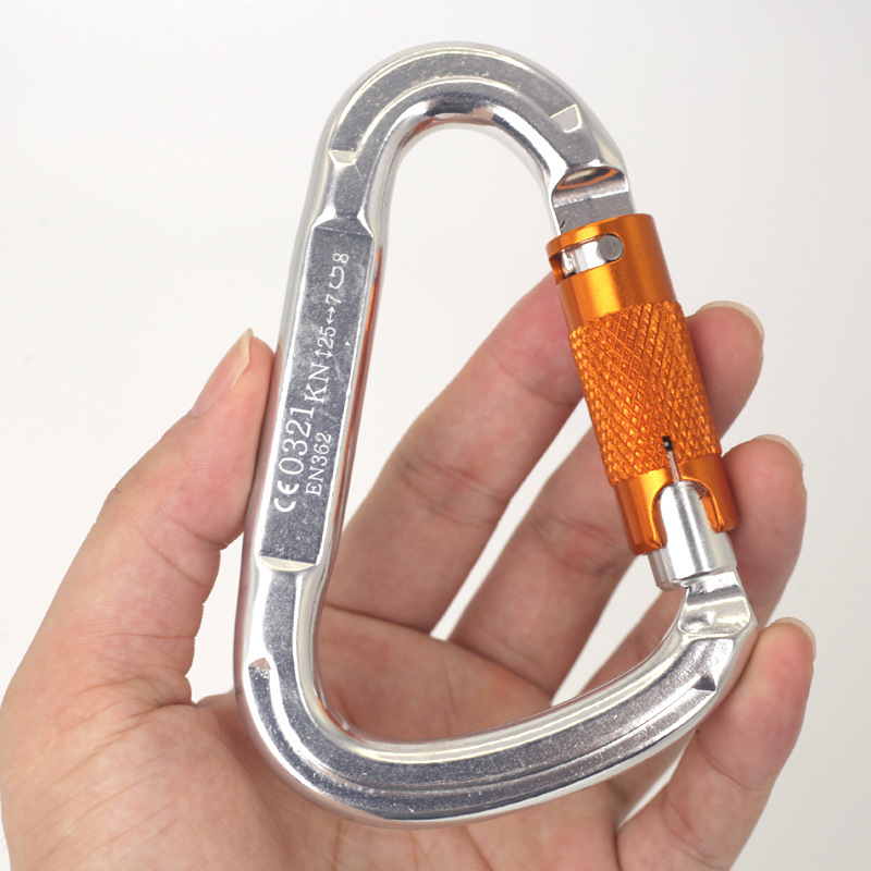 25Kn Yoga Hammock Hook D-Type Automatic Lock Aviation Aluminum Carabiner Lock Connecting Ring Outdoor Swing Hook