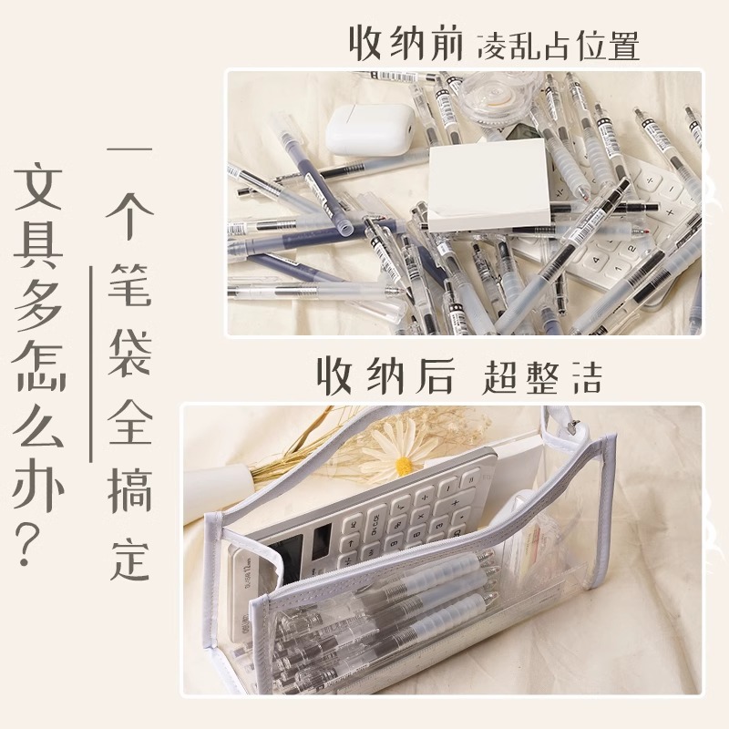 Estuche transparente para lápices, caja de papelería para exámenes, bolsa de papelería de gran capacidad, simple, ecológica, de alta calidad, impermeable, 2026