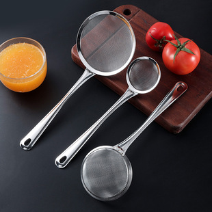 Colander Stainless Steel Household Soybean Milk Juice Filter Mesh Screen Spoon Household Kitchen Filter Spoon Fishing Spoon Oil Barrier Large Colander