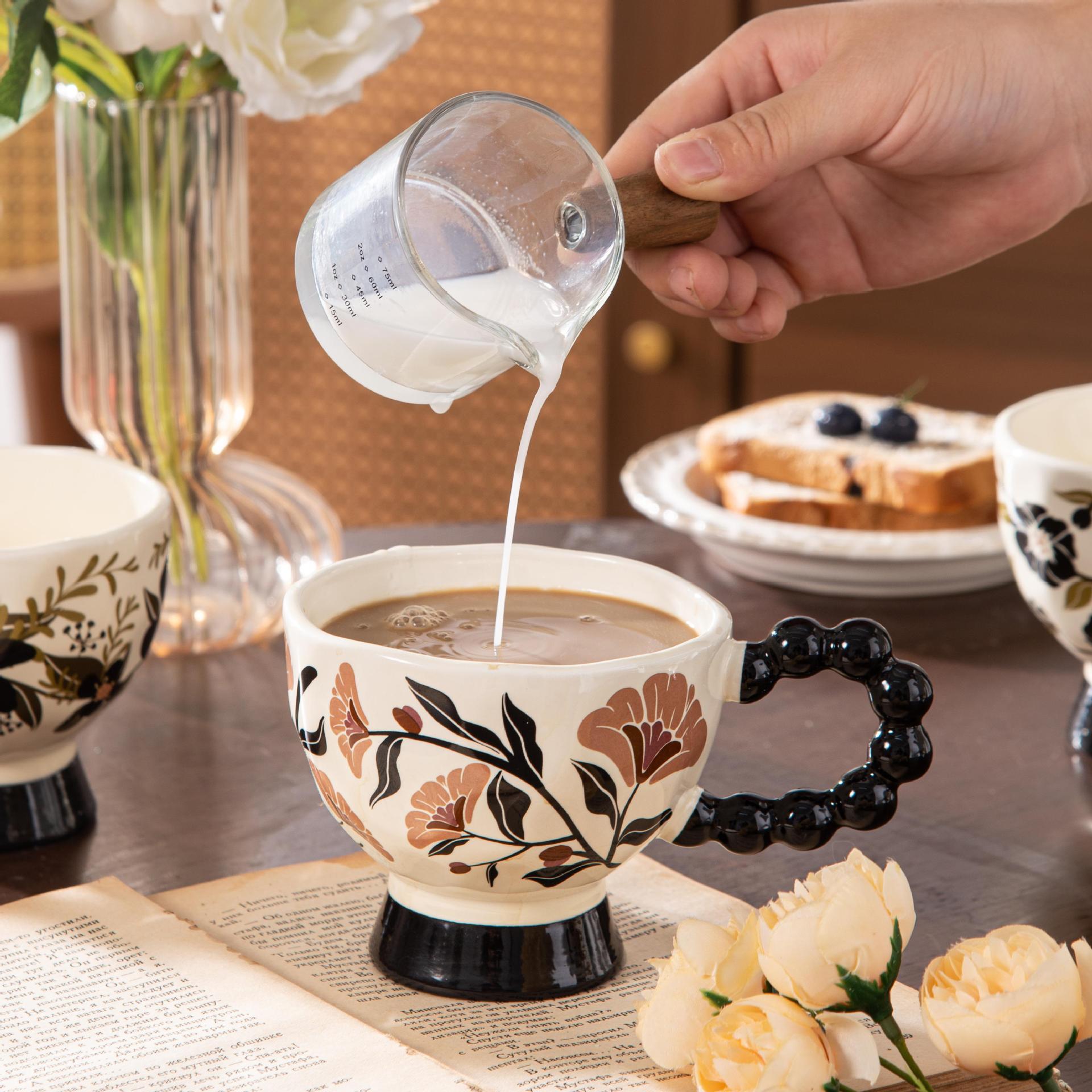 Vintage Ceramic Mug High Legged Office Coffee Cup Gift Idea_voghion.com