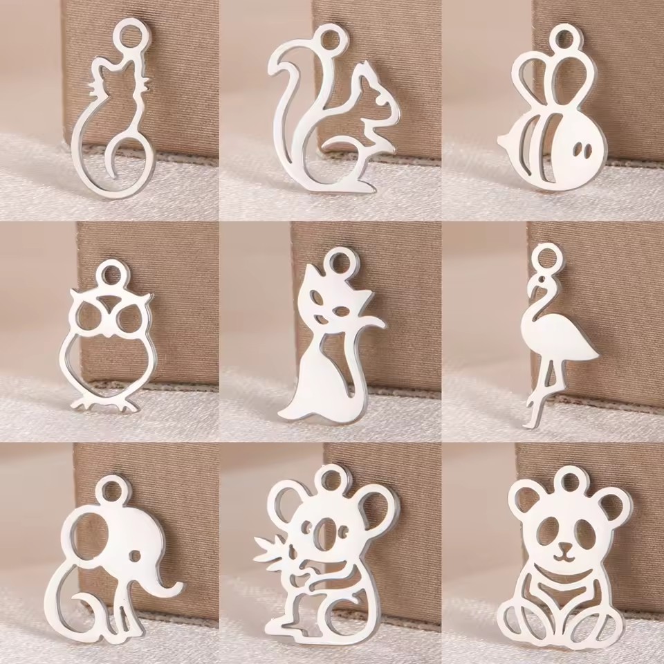 Cross-Border Hot-Selling Owl Animal Jewelry Accessories 304 Material 18K Real Gold Electroplating DIY Pendant Pendant Accessories