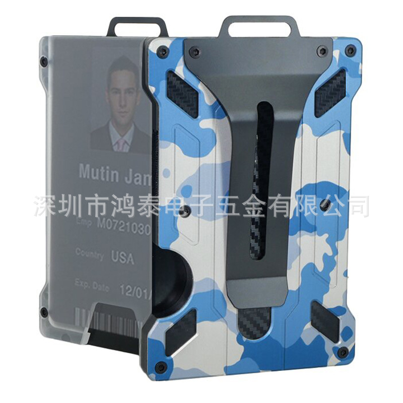 Amazon nuevo titular de la tarjeta de aleación de aluminio transparente insignia RFID metal billetera titular de la tarjeta de trabajo con la posición de la insignia