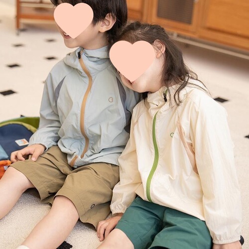 Men and girls 2025 summer color contrast cool children's sunscreen clothes Original yarn sunscreen clothes Air-conditioned clothes Breathable thin coat
