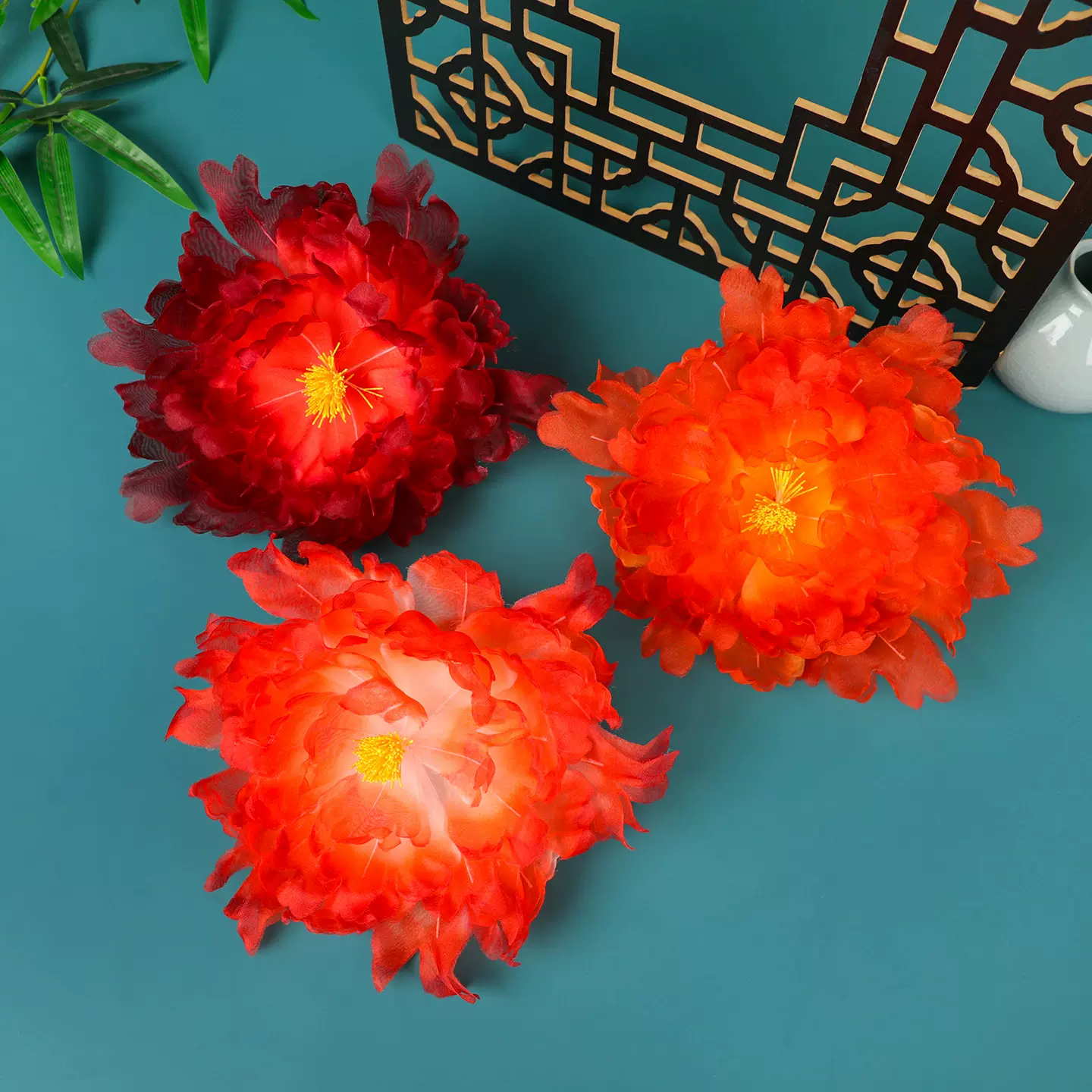 2025原创设计手工制作大朵立体渐变牡丹汉服头饰发夹妆造烫花发饰