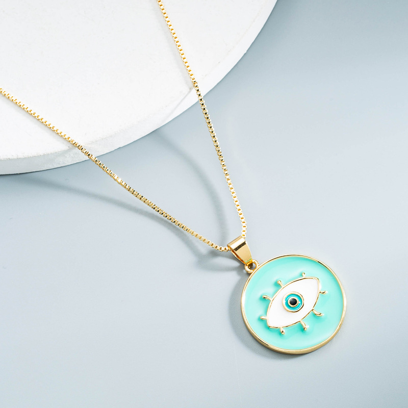 wholesale jewelry copper eye round pendant necklace Nihaojewelrypicture9