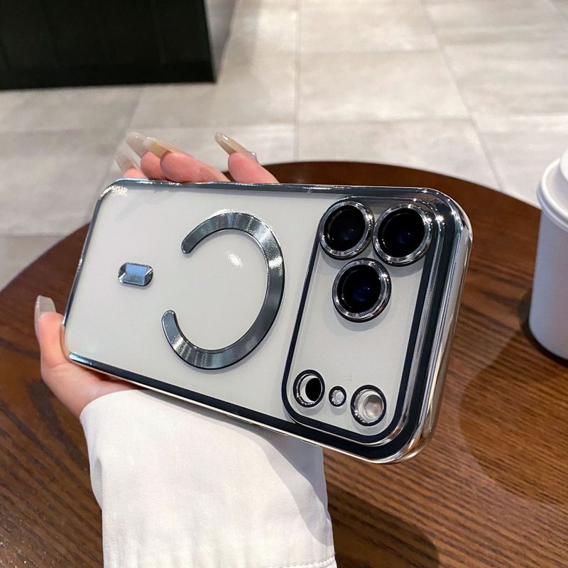 适用iPhone17PROMAX手机壳电镀磁吸带镜头膜苹果16透明防摔15软壳|undefined